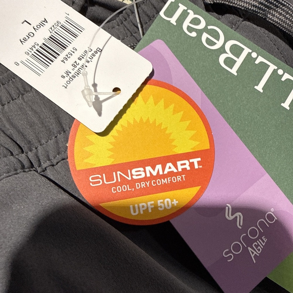 NWT L.L.Bean Multisport Pants Mens Large 28" Inseam Alloy Gray UPF 50+ Stretch - Picture 7 of 10